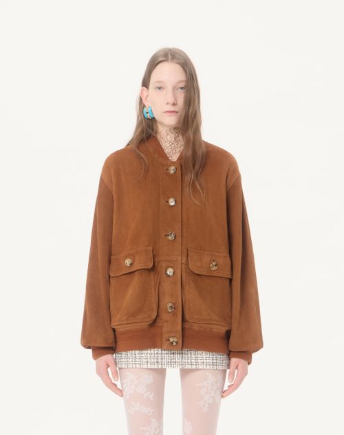 Valentino - Suede Caban - Tobacco - Woman - Coats And Outerwear