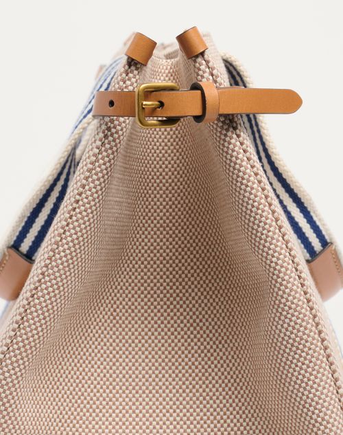 Valentino Garavani - Valentino Garavani Antibes Canvas Bag - Natural/blue - Man - Totes