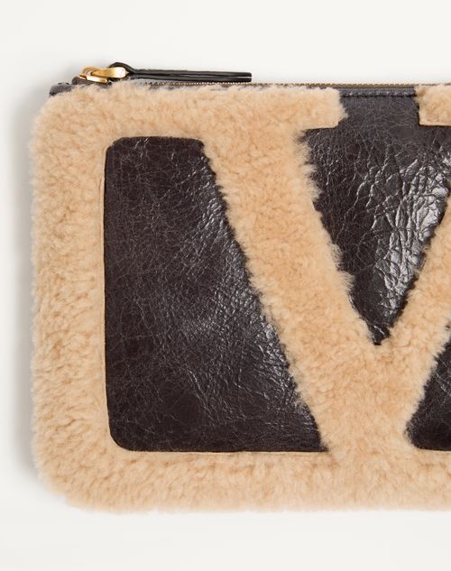 Valentino Garavani - Valentino Garavani Viva Superstar Sheepskin Pouch - Brown/beige - Woman - Clutches