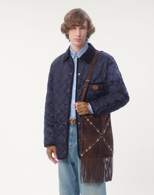 Valentino - Quilted Nylon Shirt Jacket With Vlogo Patch - Navy - Man - Outerwear