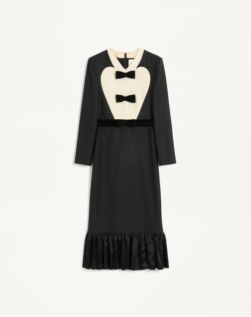 Valentino - Virgin Wool Midi Dress With Bows - Black/soft Beige - Woman - Dresses