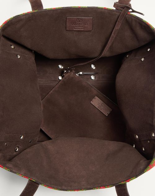 Valentino Garavani - Valentino Garavani Nellcôte Large Shopping Bag In Jacquard Fabric - Multicolor/testa Di Moro - Man - Totes