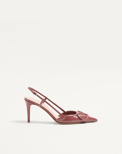 Valentino Garavani Vlogo Signature Patent Leather Slingback Pump 80mm Woman Brown 40.5 In Brown