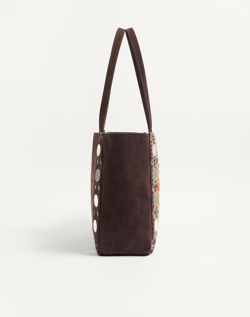 Valentino Garavani - Valentino Garavani Nellcôte Large Embroidered Shopping Bag - Multicolour/testa Di Moro - Man - Totes