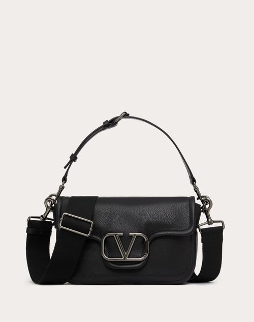 Shop Valentino Garavani Garavani Alltime Grainy Calfskin Shoulder Bag In Black