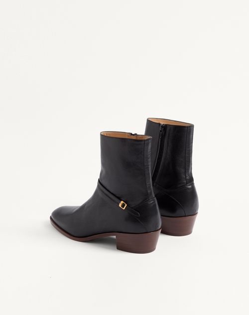 Valentino Garavani - Pat Ankle Boot In Kidskin - Black - Man - Boots