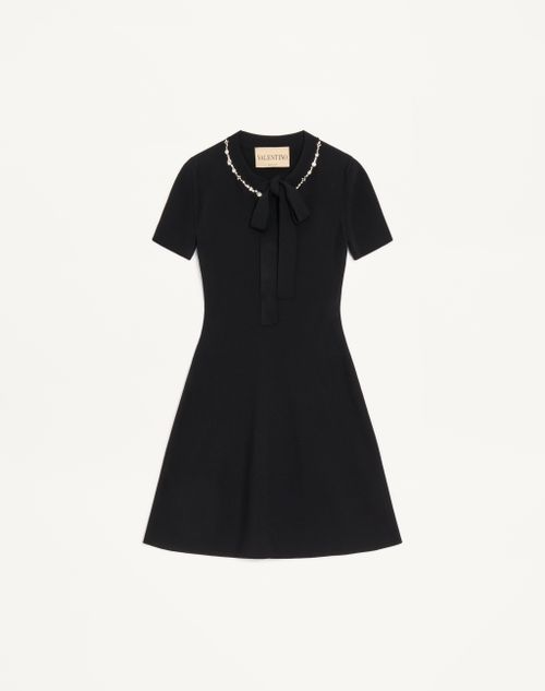 Valentino Robe En Maille Brodée Femme Noir Xl
