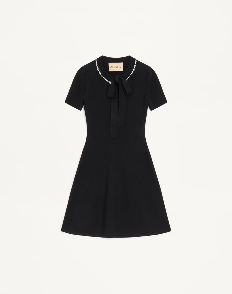 Valentino Women's Black Embroidered Knit Dress Woman Xs