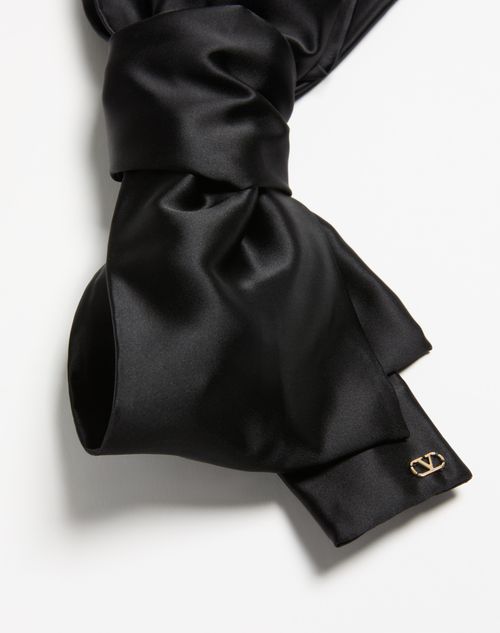 Valentino Garavani - Vlogo Signature Satin Bow Hairclip - Black/gold - Woman - Hair Accessories