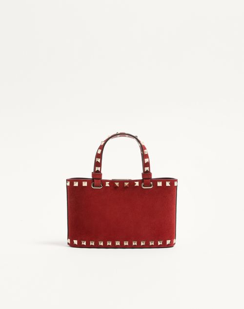 Valentino Garavani - Rockstud Mini Suede Shopping Bag - Red - Woman - Totes