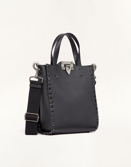 Valentino Garavani - ロックスタッズ グレインカーフスキン スモール トート - ブラック - メンズ - トート