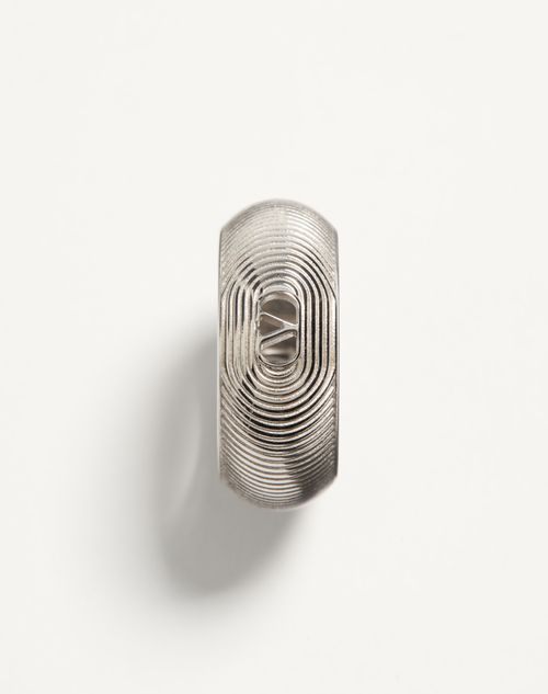 Valentino Garavani - Valentino Ovalette Metal Ring - Transparent - Man - Jewellery