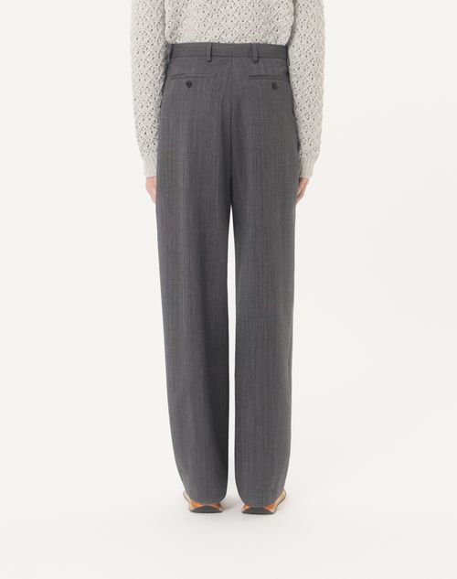 Valentino - Valentino Pinstripe Wool Pants With Pleats - Gray/multicolor - Man - Pants And Shorts