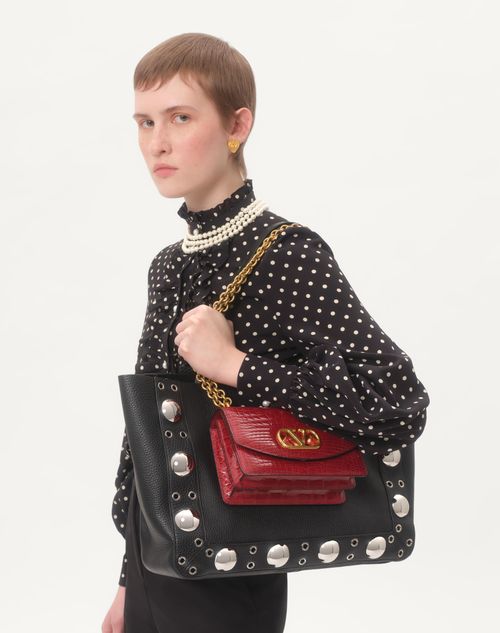 Valentino - Crepe De Chine Shirt With Plusdepois Print - Black/birch - Woman - Shirts & Tops