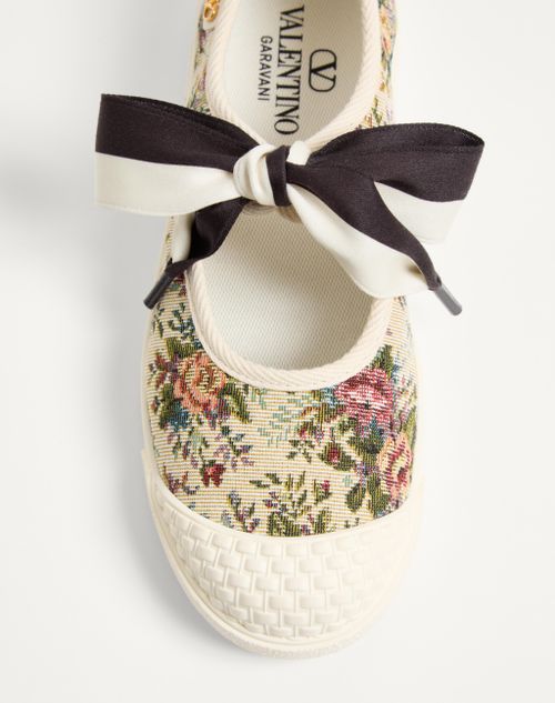 Valentino Garavani - Bay By Bay Ballerina Sneakers In Papier Floral Jacquard Fabric - Beige/multicolor - Woman - Sneakers