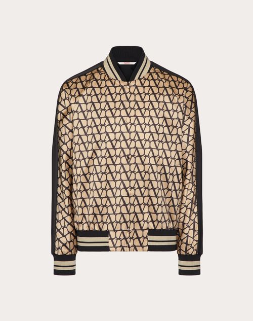 Valentino - VISCOSE BOMBER JACKET WITH TOILE ICONOGRAPHE PRINT - Beige/black - Man - Outerwear