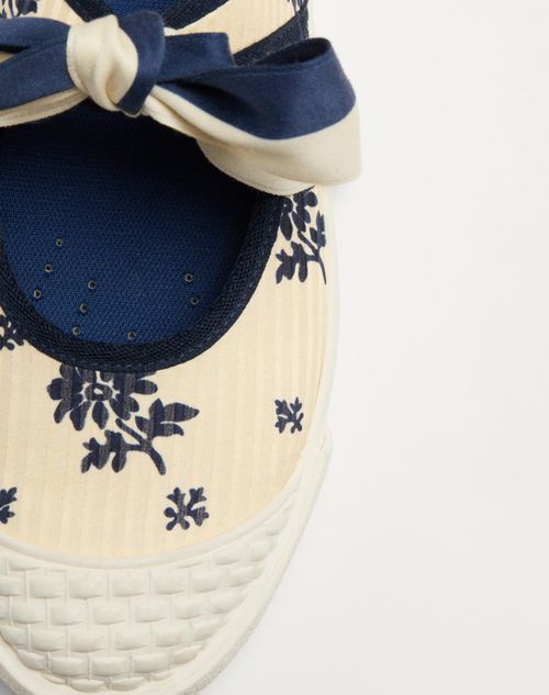 Valentino Garavani - Bay By Bay Ballerina Sneakers In Papier Floral Fabric - Butter/blue - Woman - Sneakers