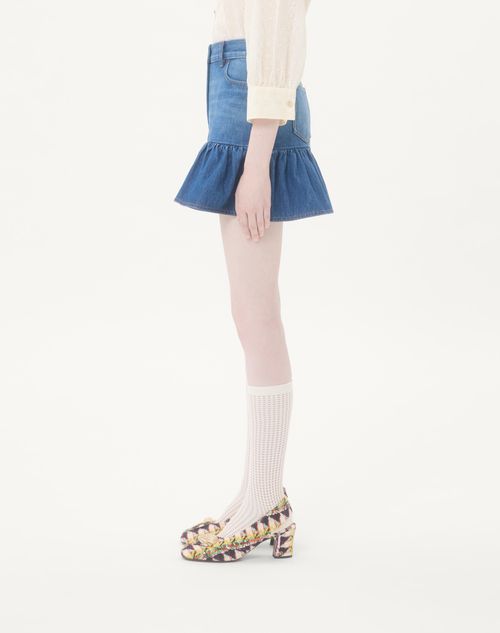 Valentino - Denim Mini Skirt - Blue - Woman - Denim