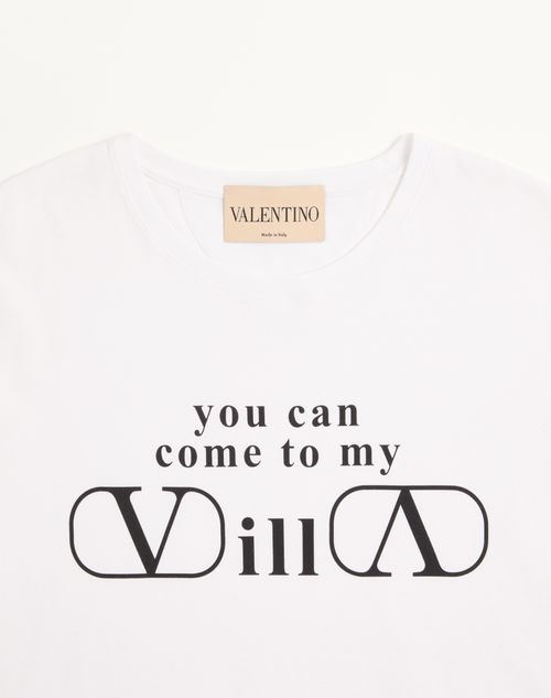 Valentino - 발렌티노 '유 캔 컴 투 마이 빌라' 프린트 코튼 저지 티셔츠 - 화이트/블랙 - 남성 - 티셔츠 & 스웻셔츠