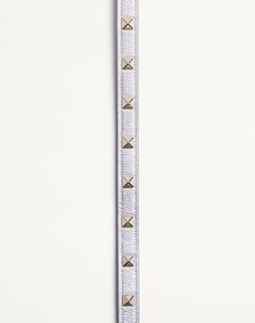 Valentino Garavani - Valentino Rockstud Laminated Leather Bracelet - Silver - Woman - Jewelry