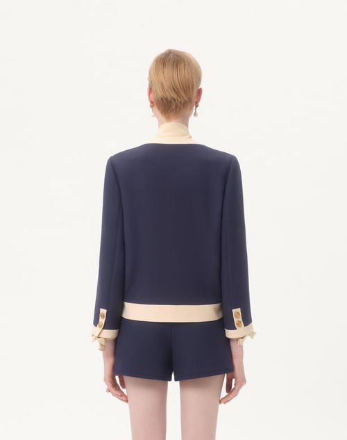 Valentino - Crepe Couture Jacket - Indigo/birch - Woman - Jackets And Blazers