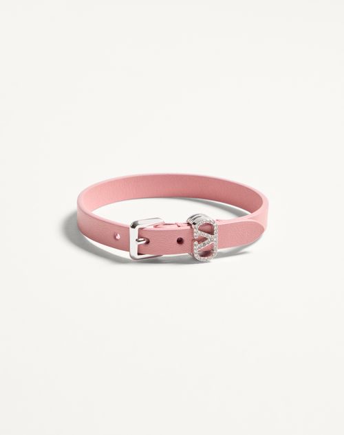 Valentino Leather Ovalette Bracelet In Pink