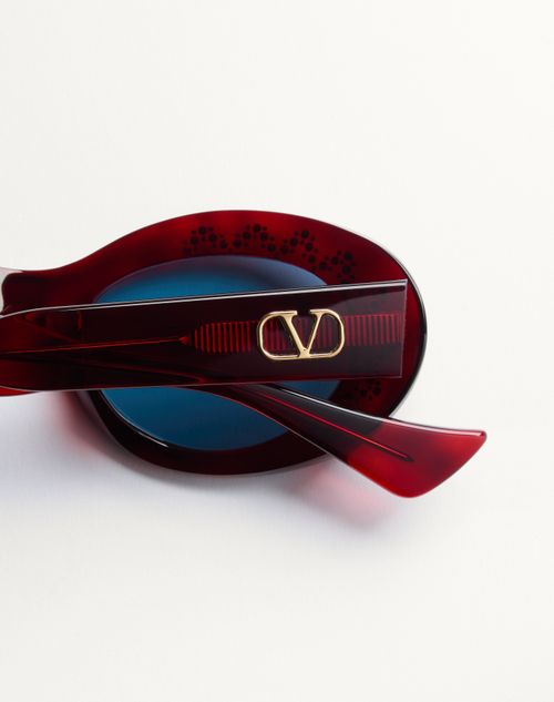 Valentino - Occhiale Ovale In Acetato - Havana/blu - Donna - Occhiali