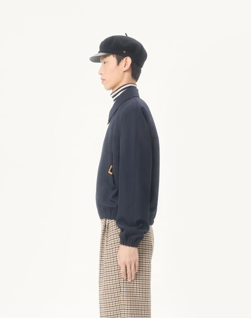 Valentino - Valentino Nylon Bomber With Vgold On Side Pockets - Navy - Man - Outerwear