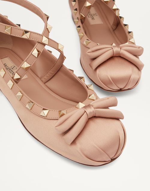 Valentino Garavani - Rockstud Satin Ballerina - Rose Cannelle - Woman - Ballerinas
