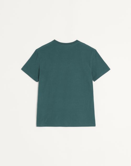 Valentino - Cotton T-shirt With Vlogo Patch - Dark Green - Man - T-shirts And Sweatshirts