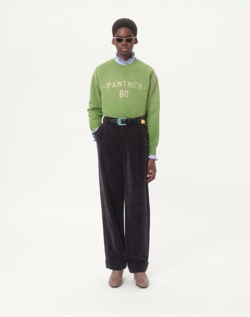 Valentino - Camisa De Algodón A Rayas Con Volantes - Celeste - Hombre - Camisas