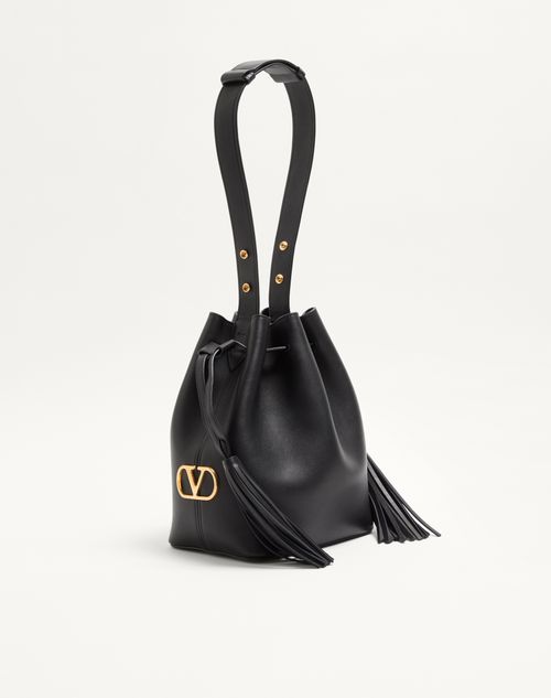 Valentino Garavani - Valentino Garavani So Seau Medium Leather Bucket Bag - Black - Woman - Shoulder Bags