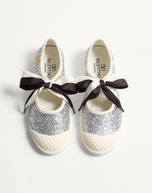 Valentino Garavani - Bay By Bay Ballerina Sneakers In Glitter Fabric - Silver - Woman - Sneakers