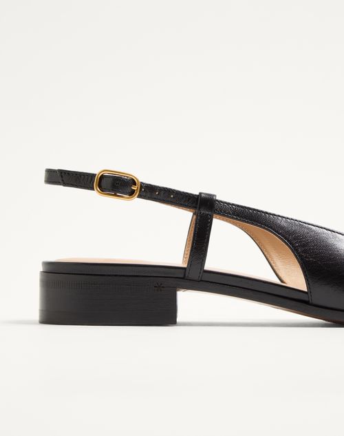 Valentino Garavani - Valet Du Roi Kid Slingback Ballerina 25mmm - Black/coffe - Woman - Ballerinas