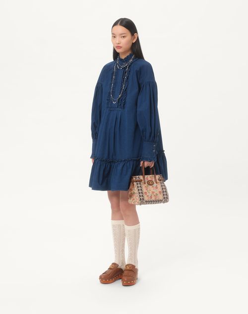 Valentino Garavani - Valentino Garavani Antibes Small Jacquard And Karung Fabric Shopping Bag - Multicolour/tobacco - Woman - Totes