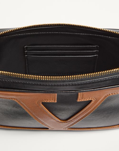 Valentino Garavani - Valentino Garavani Viva Superstar Beutel Aus Nappaleder - Schwarz/spice - Mann - Clutches Und Pochetten