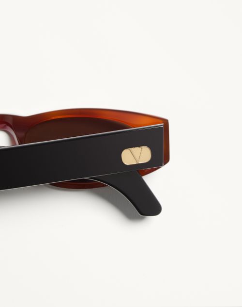 Valentino - Geometric Acetate Eyewear - Havana/brown - Unisex - Eyewear