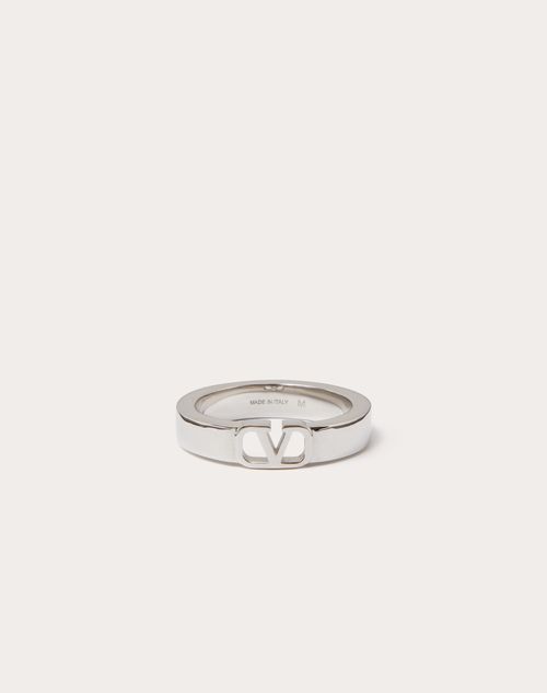 Valentino Garavani - Mini Vlogo Signature Ring Aus Metall - Palladium - Mann - Schmuck & Uhren