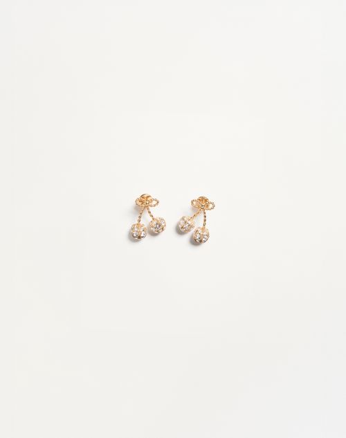 Valentino Garavani Cherryfic Metal And Swarovski Crystal Earrings Woman Gold/crystal Onesize