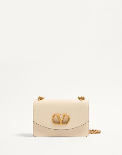 Valentino Garavani Garavani Vain Small Shoulder Bag In Shiny Calfskin Woman Ivory Uni In Ivory