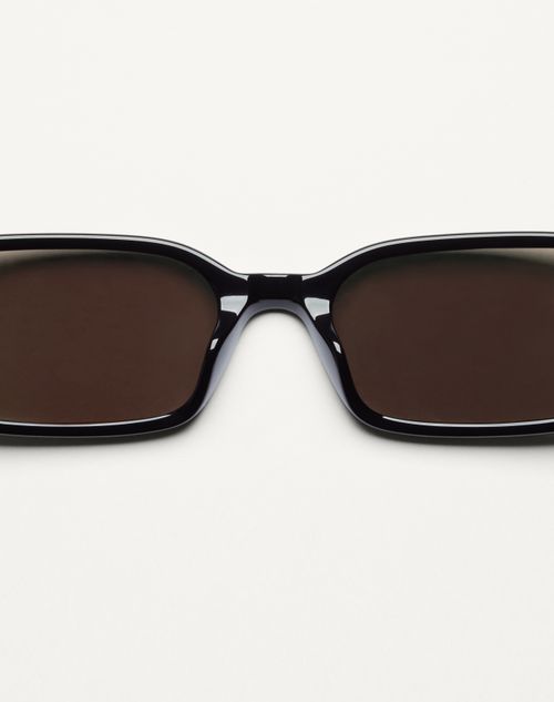 Valentino - Rectangular Acetate Eyewear - Black/grey - Unisex - Eyewear