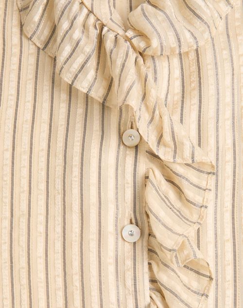 Valentino - Seersucker Lamé Shirt - Birch - Woman - Shirts And Tops
