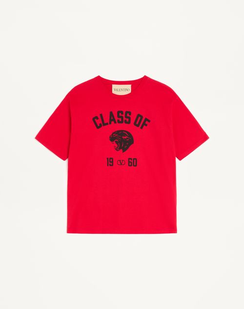Valentino - Valentino Cotton T-shirt With Panther Print - Red/black - Man - T-shirts And Sweatshirts
