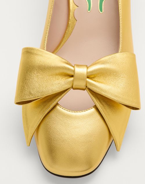 Valentino Garavani - Bowow Pumps In Laminated Nappa 45mm - Antique Gold - Woman - Pumps
