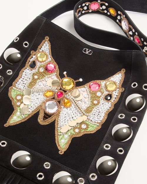 Valentino Garavani - Valentino Garavani Nellcôte Embroidered Shoulder Bag With Fringes - Multicolor - Woman - Shoulder Bags