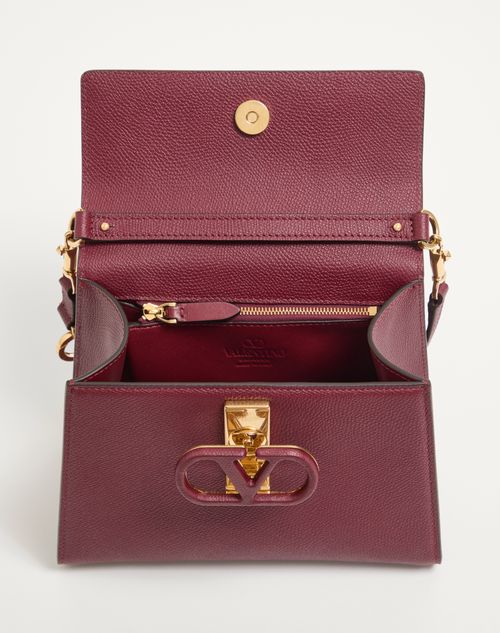 Valentino Garavani - Valentino Garavani Vsling Small Handbag In Grainy Calfskin - Cherry - Woman - Top Handle Bags