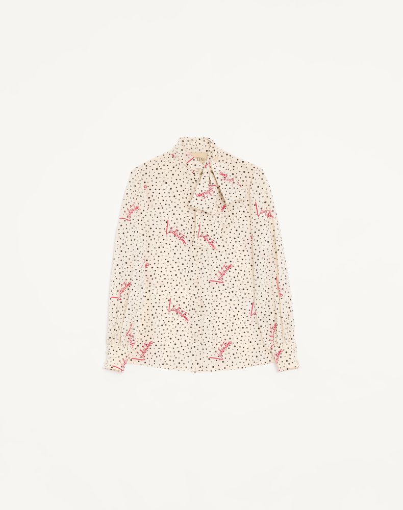 Valentino Women's Vanilla/Multicolour Plus De Pois Crepe De Chine Bubble Shirt Woman 48