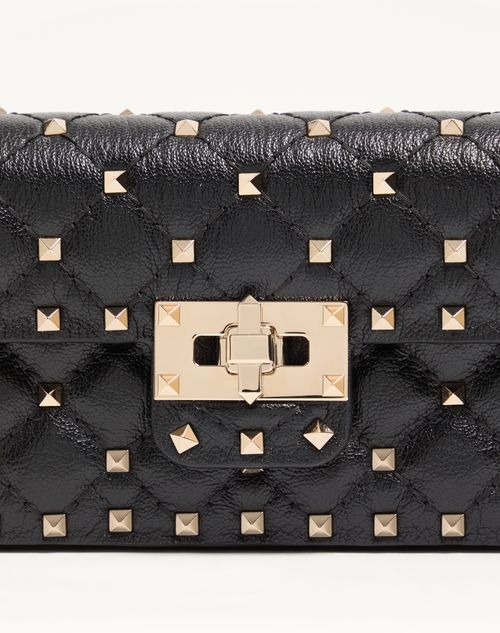 Valentino Garavani - Valentino Garavani Rockstud Spike Small Shoulder Bag In Kidskin - Black - Woman - Shoulder Bags