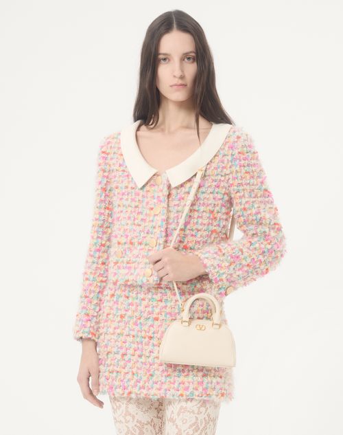 Valentino Garavani - Mini Bauletto Vlogo Signature In Vitello Granato - Light Ivory - Donna - Borse A Mano