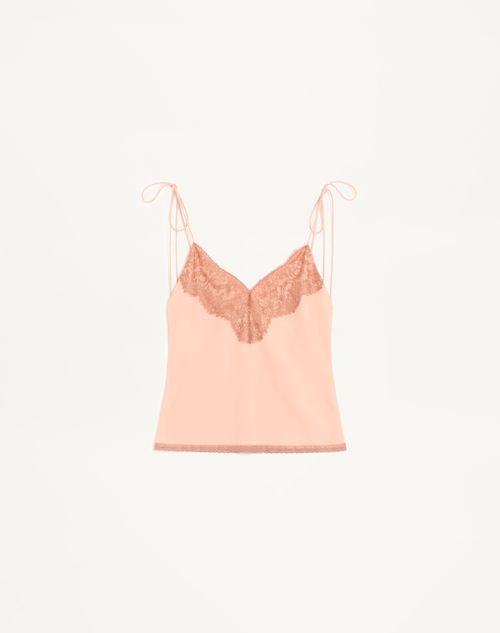 Valentino Crepe De Chine Top Woman Salmon 44 In Pink